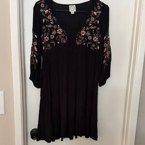 Black Floral Embroidered Dress